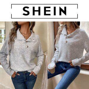 SHEIN Light Gray Crewneck Sweater